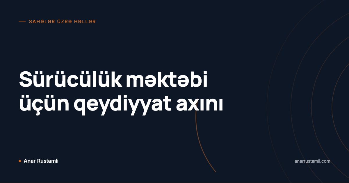 Sürücülük məktəbi üçün qeydiyyat axını posteri