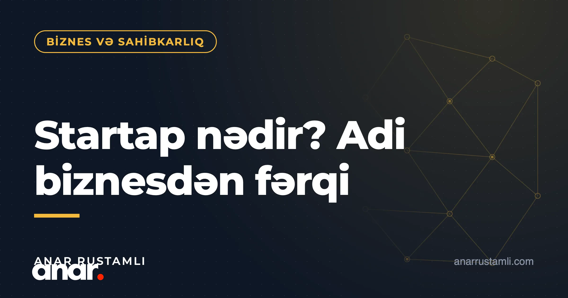 Startap nədir? Adi biznesdən fərqi — Anar Rustamli