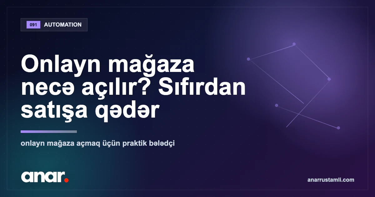 Onlayn mağaza necə açılır? Sıfırdan satışa qədər — Anar Rustamli