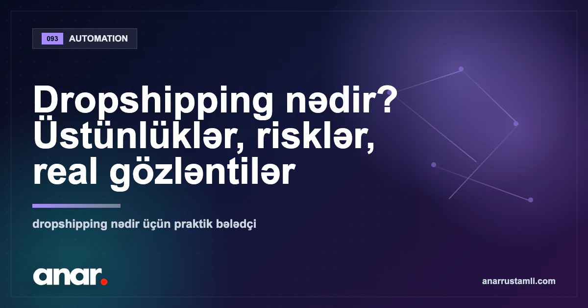 Dropshipping nədir? Üstünlüklər, risklər, real gözləntilər — Anar Rustamli