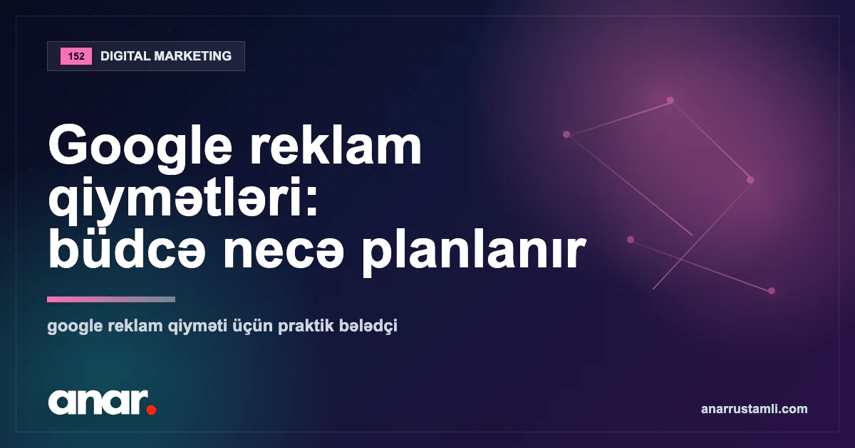 Google reklam qiymətləri: büdcə necə planlanır — Anar Rustamli