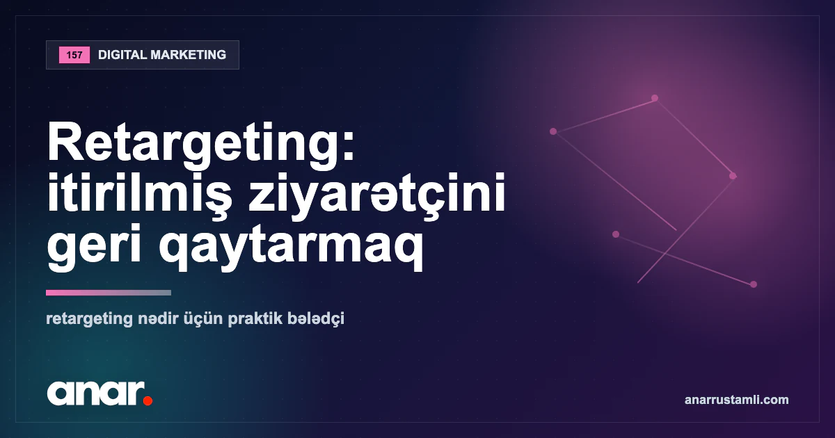 Retargeting: itirilmiş ziyarətçini geri qaytarmaq — Anar Rustamli