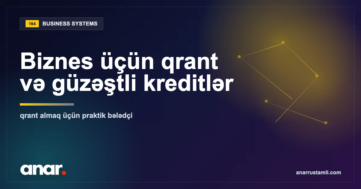Biznes üçün qrant və güzəştli kreditlər (KOBİA və s.) — Anar Rustamli